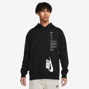 Nike Black White Club Fleece Shoebox Pullover Hoodie Men’s Size Small DQ5152-010